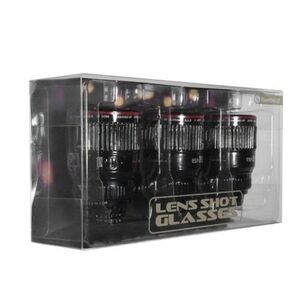 NIB Thumbs Up Camera Lens Shot Glass Set of 3 Home Decor Photographer Gift